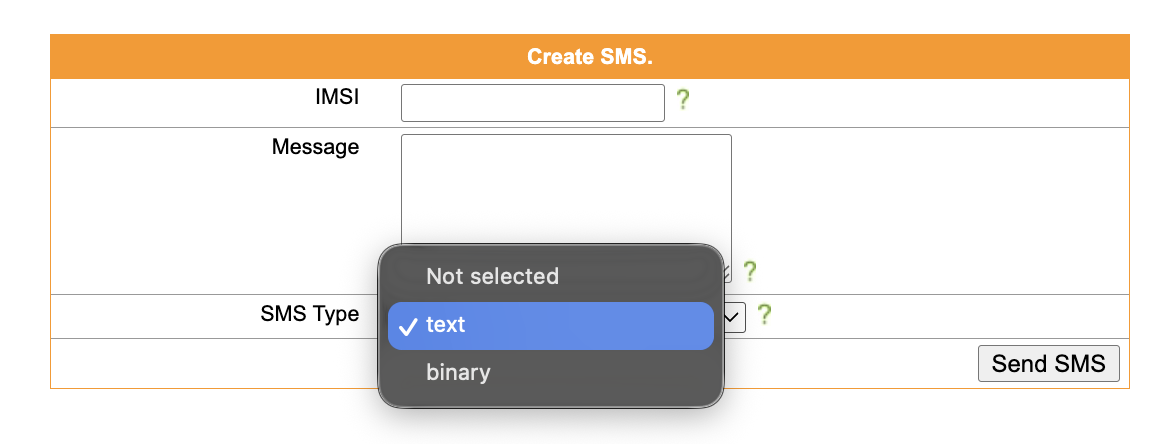 YateBTS SMS form